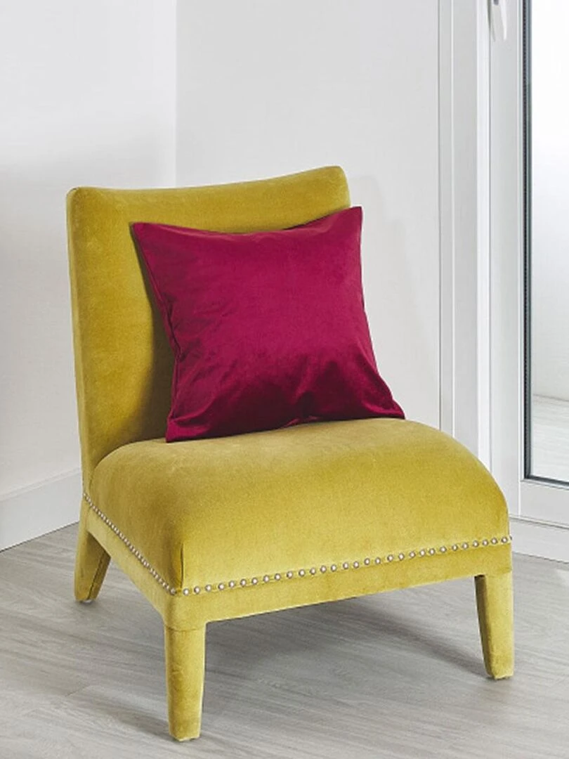 Coussin velours uni déhoussable Bordeaux