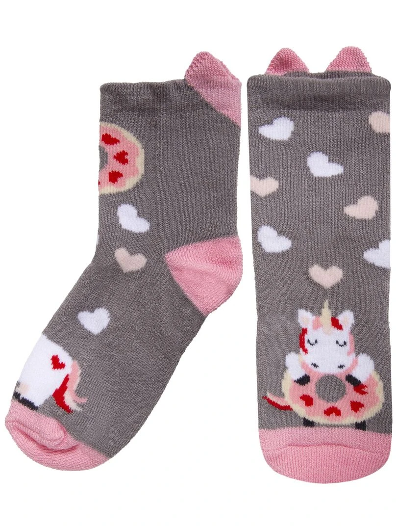 Chaussettes antidérapantes Enfant Licorne 19/26 Gris
