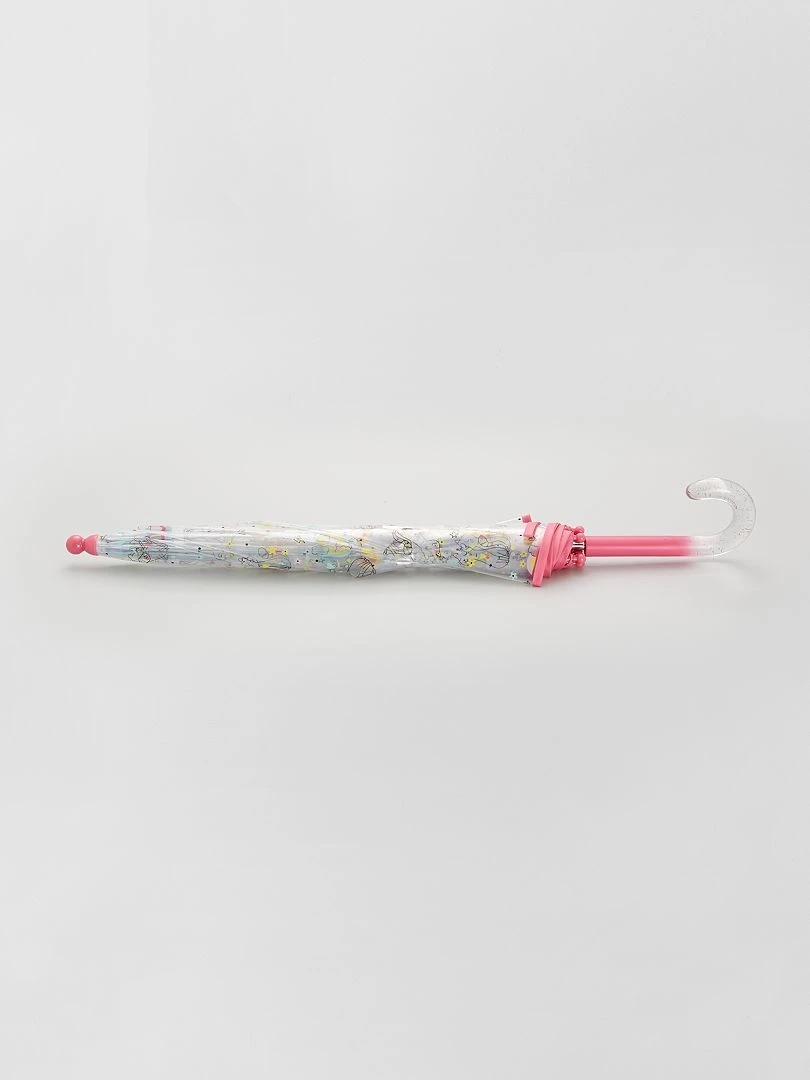 Parapluie transparent 'chat et arc en ciel' rose