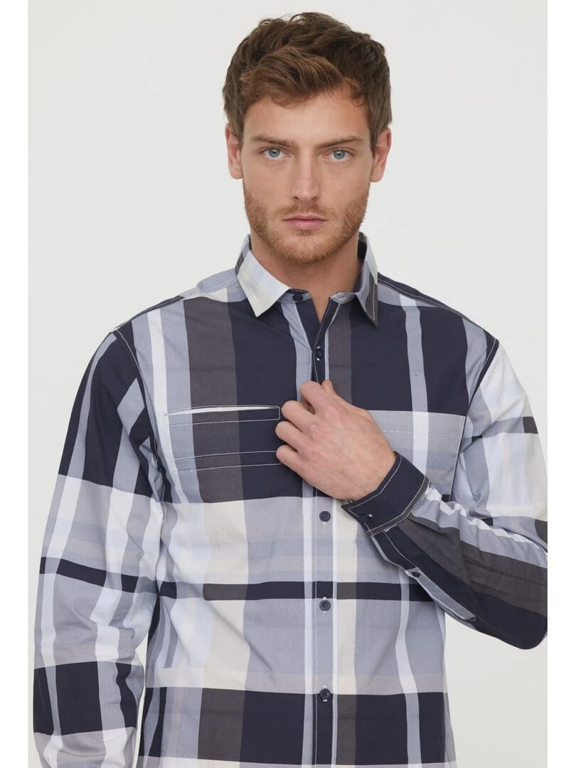 Lee Cooper   Chemise manches longues coton regular DALLIS   Bleu marine