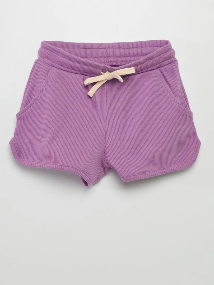 Short côtelé avec liens à nouer Violet