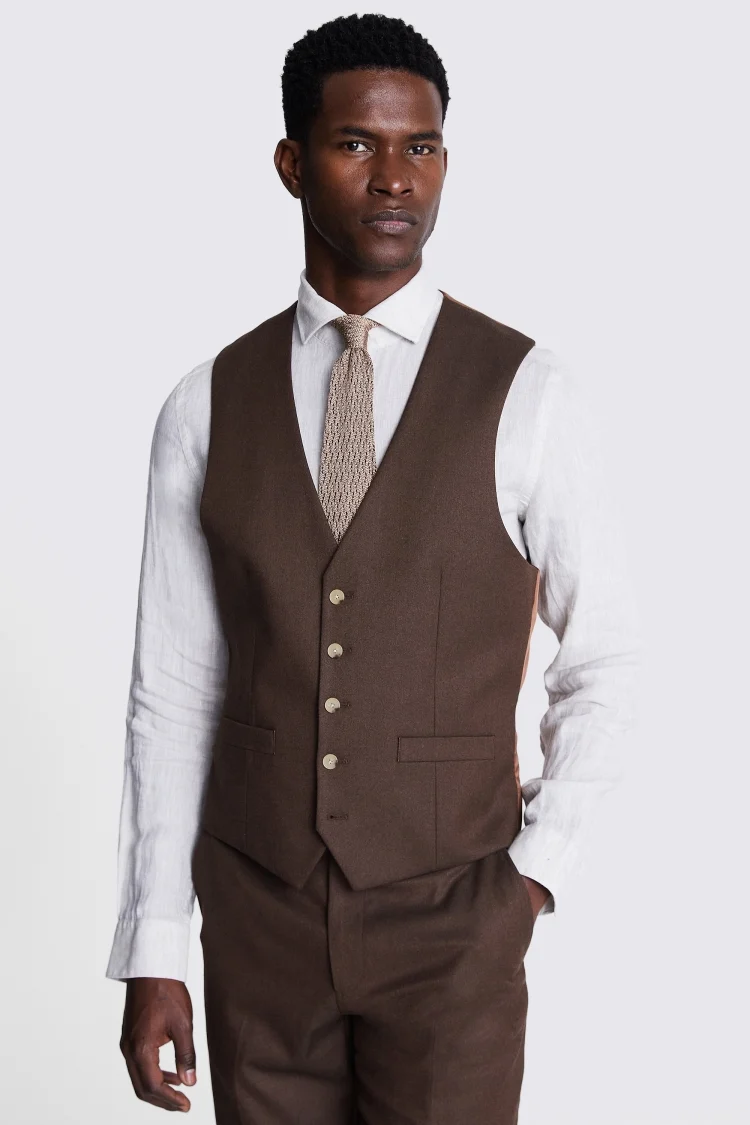 Tailored Fit Copper Flannel Waistcoat Buy Online at Moss