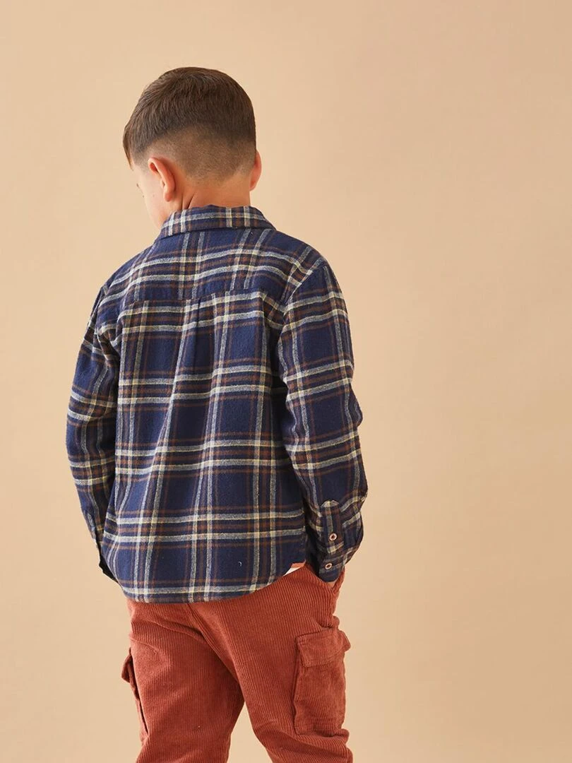 Chemise flannelle à carreaux marine/caramel Noukie's Bleu