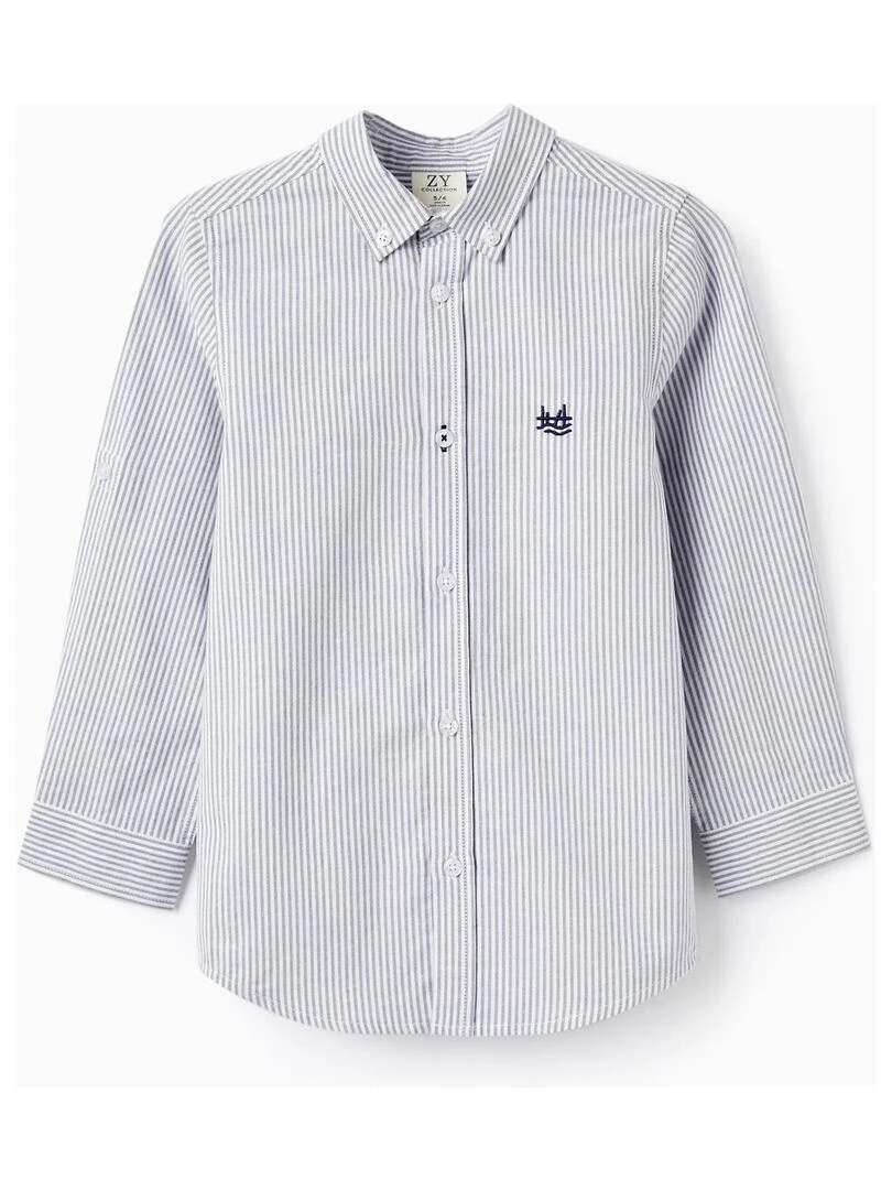 Chemise En Coton À Rayures Pour Garçon manches longues BROTHERS&SISTERS Bleu