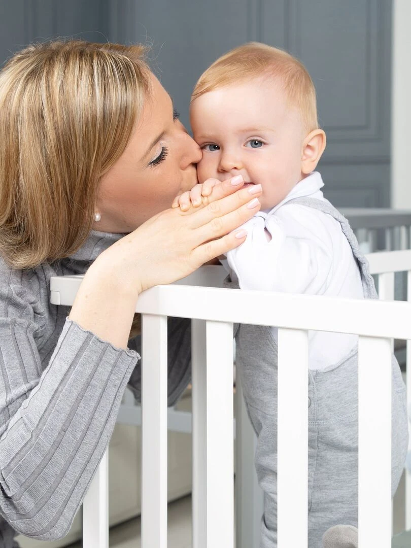 ROBA Parc Bébé Hexagonal ROBA Style + Tapis de Parc en Vert Givré   Bois Blanc   Blanc