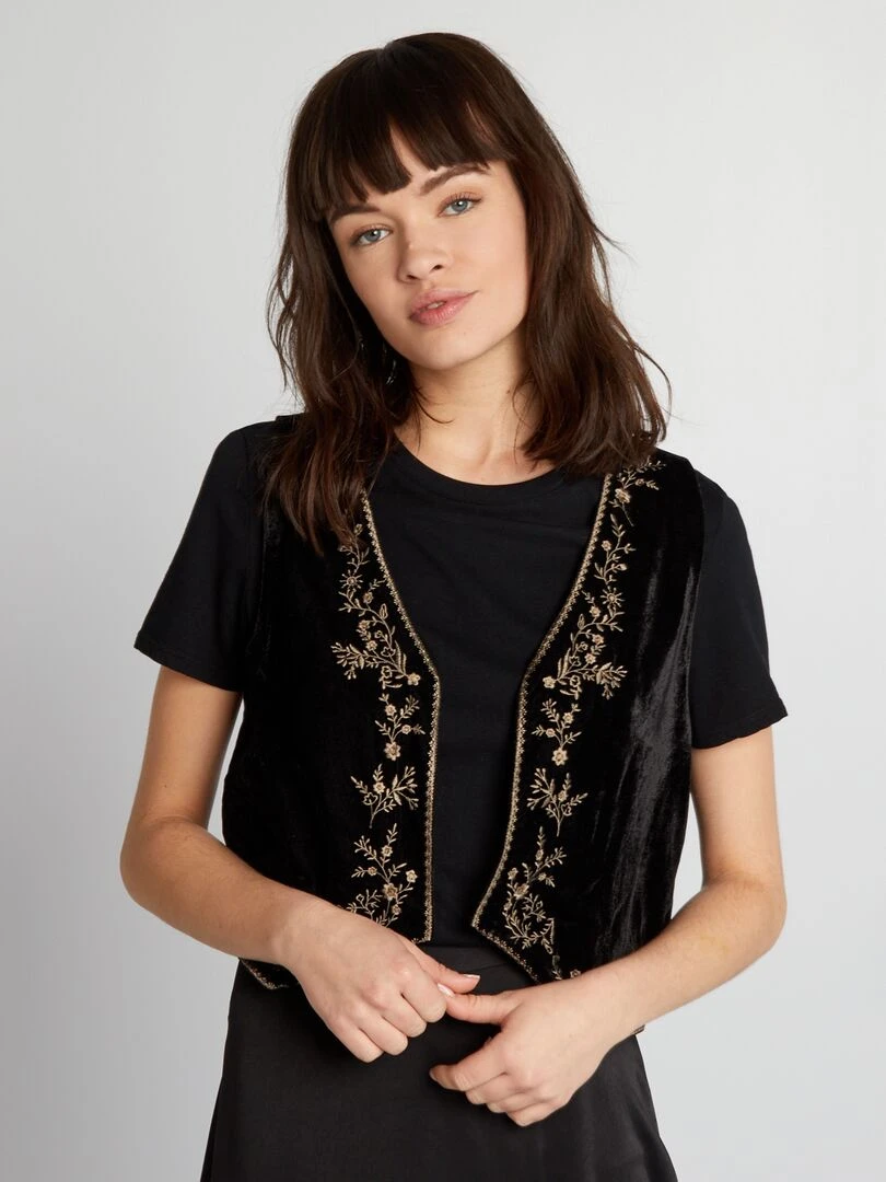 Veste sans manches en velours Noir