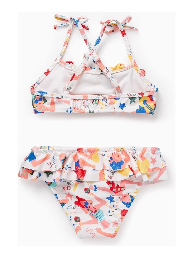 Maillot de bain UPF80 avec Motif pour Fille Blanc