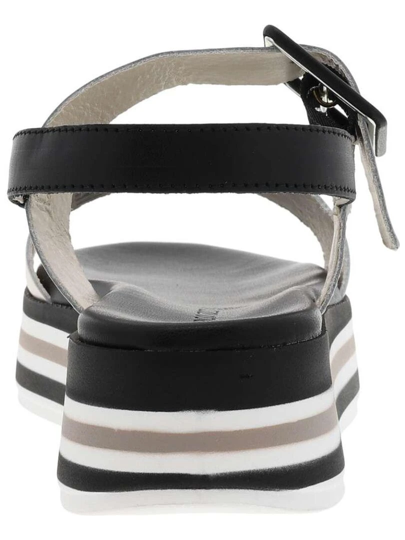 MARCO TOZZI   Nu pieds cuir talon compensé   Blanc Noir