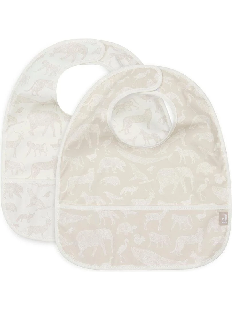 Lot de 2 bavoirs plastifiés Animals Nougat Beige