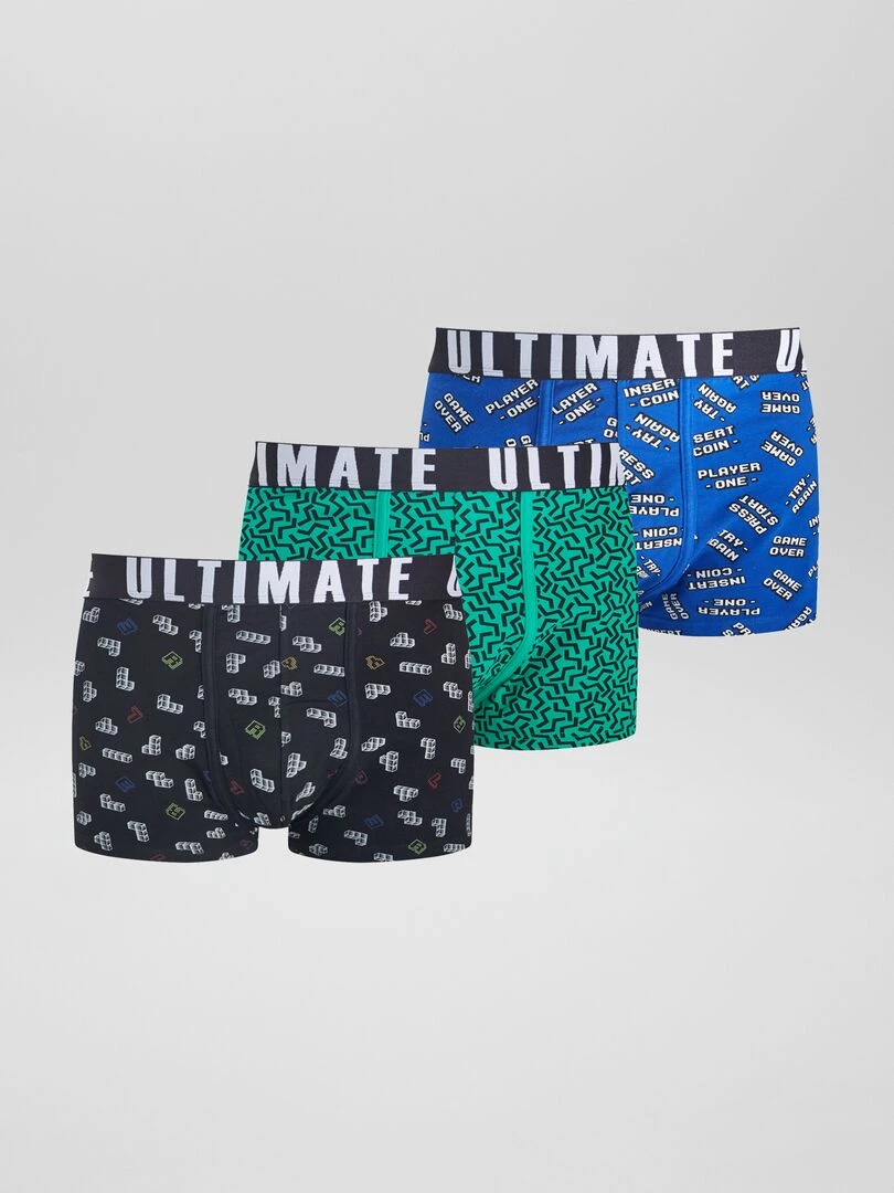 Lot de 3 boxers fantaisie Vert/bleu