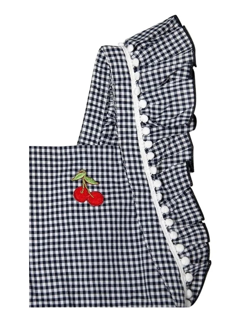 Robe Été à Carrx Vichy Noir Fille  LILI   'LA FAUTE A VOLTAIRE'   Noir Blanc Gris