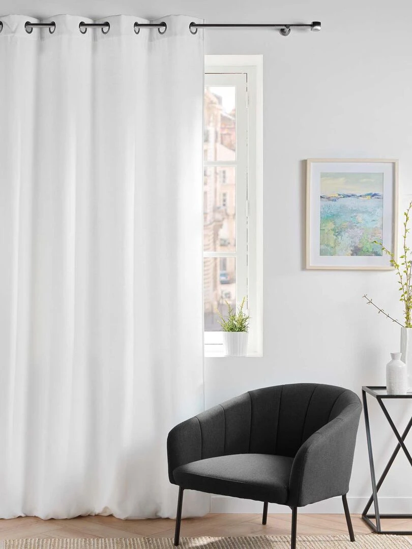 Rideau tamisant en velours uni   Blanc