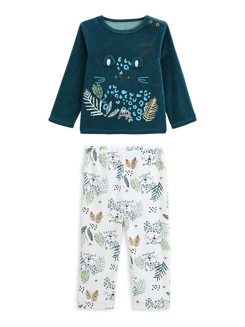 Pyjama bébé 2 pièces en velours Borneo Bleu