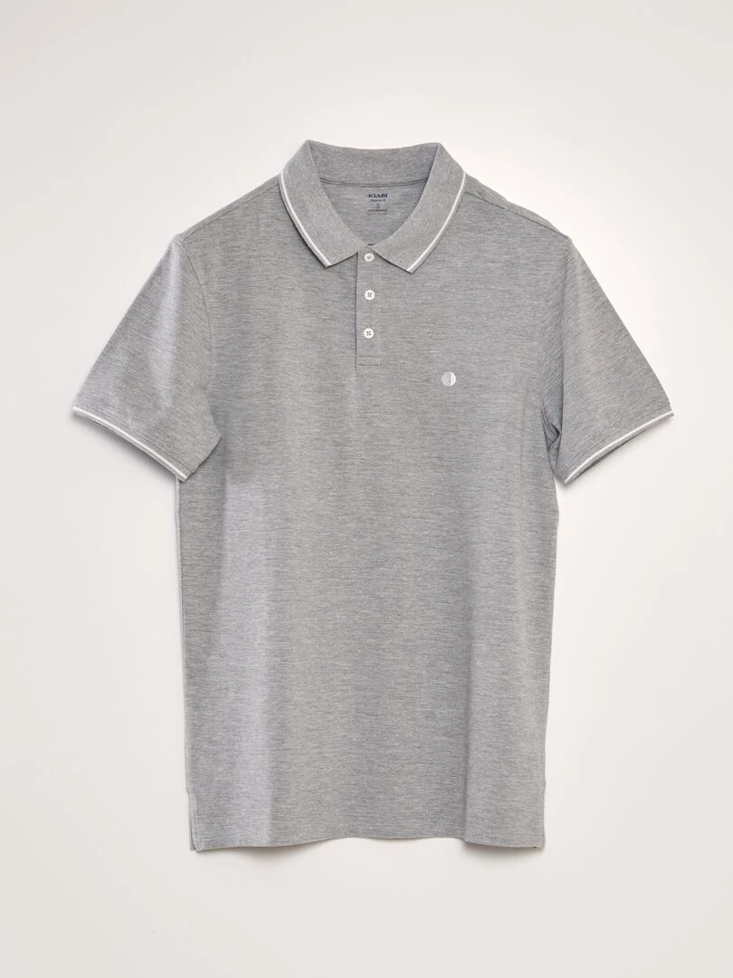 Polo en piqué de coton Gris