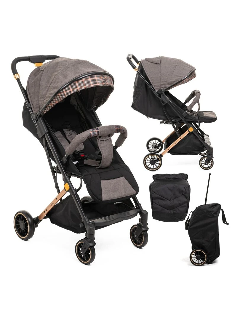 Bebelissimo Poussette bébé Citadine Ultra Compacte De 0 à 36 mois Nola gris Gris