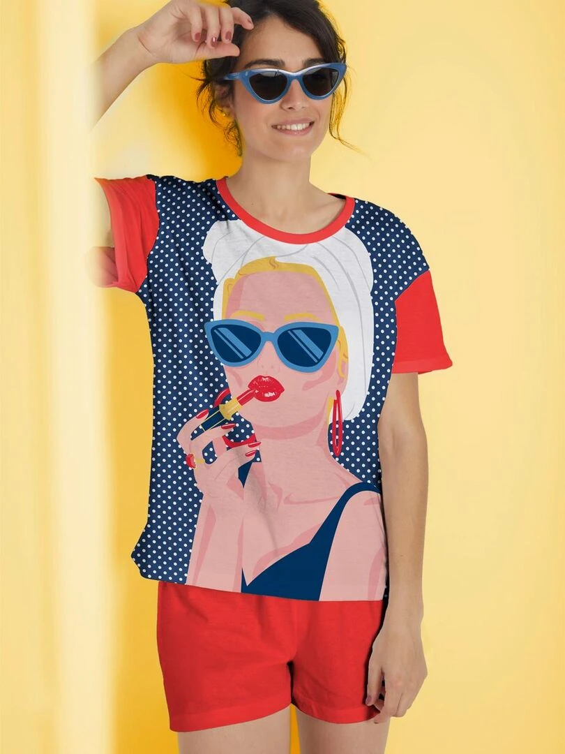 Pyjama short t shirt Lady In Red Santoro rouge   Rouge