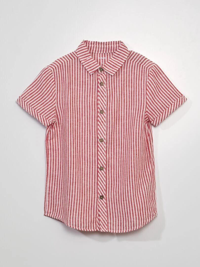 Chemise rayée manches courtes Rouge