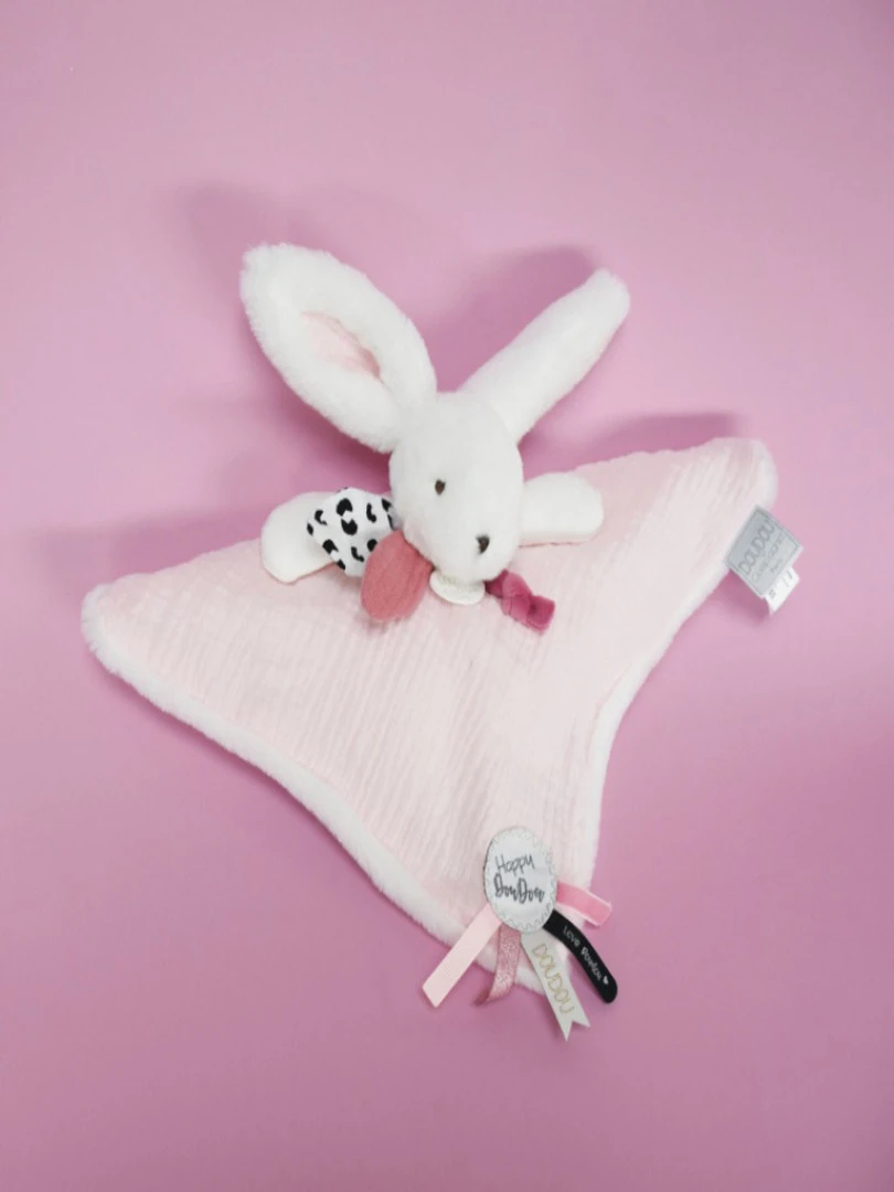 Doudou Plat Avec Coffret Lapin Rose Happy Blush   N/A