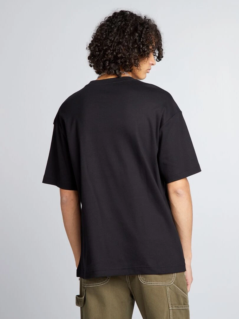 T shirt col rond en coton   noir