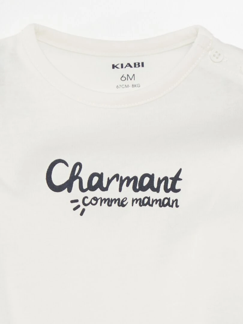 T shirt manches courtes avec inscription Blanc