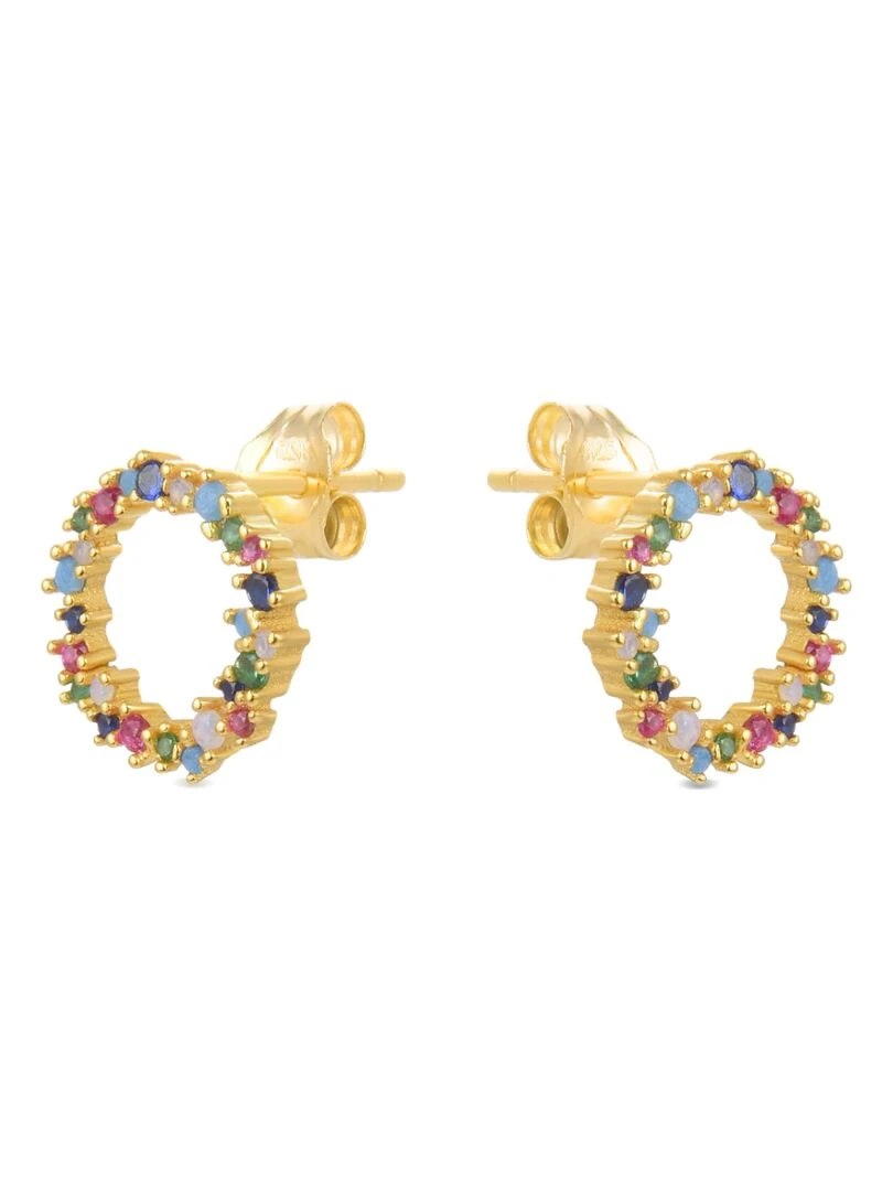 Boucles d'oreilles  Thilak en argent 925 et zircon multicolore plaqué or jaune 18 K   Multicolore