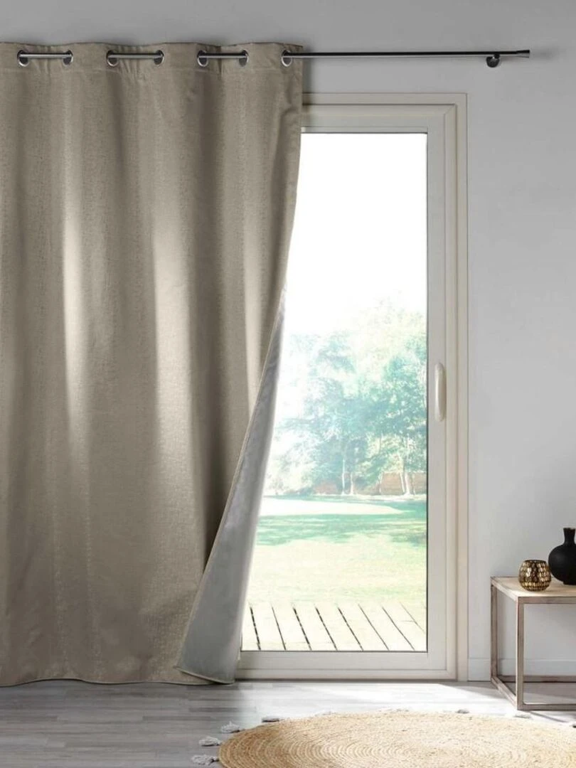 Rideau à œillets occultant jacquard 140x260 cm Darko noisette Beige