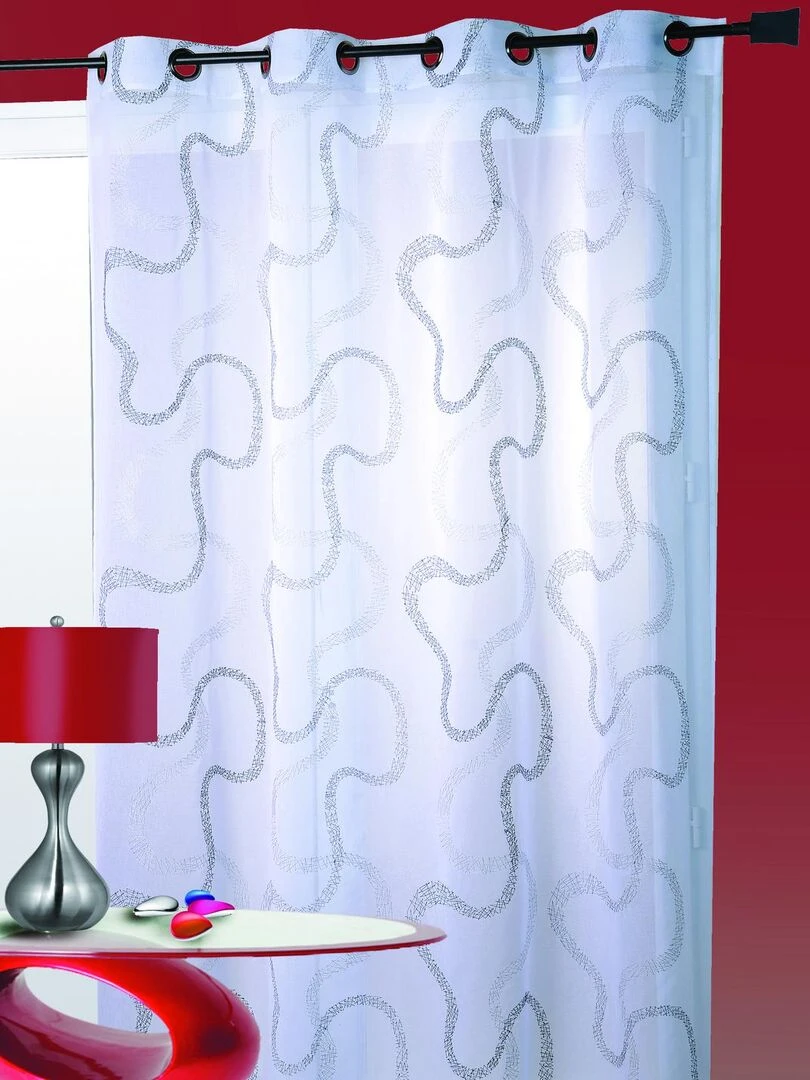 Voilage tissé et brodé en zig zag Noir