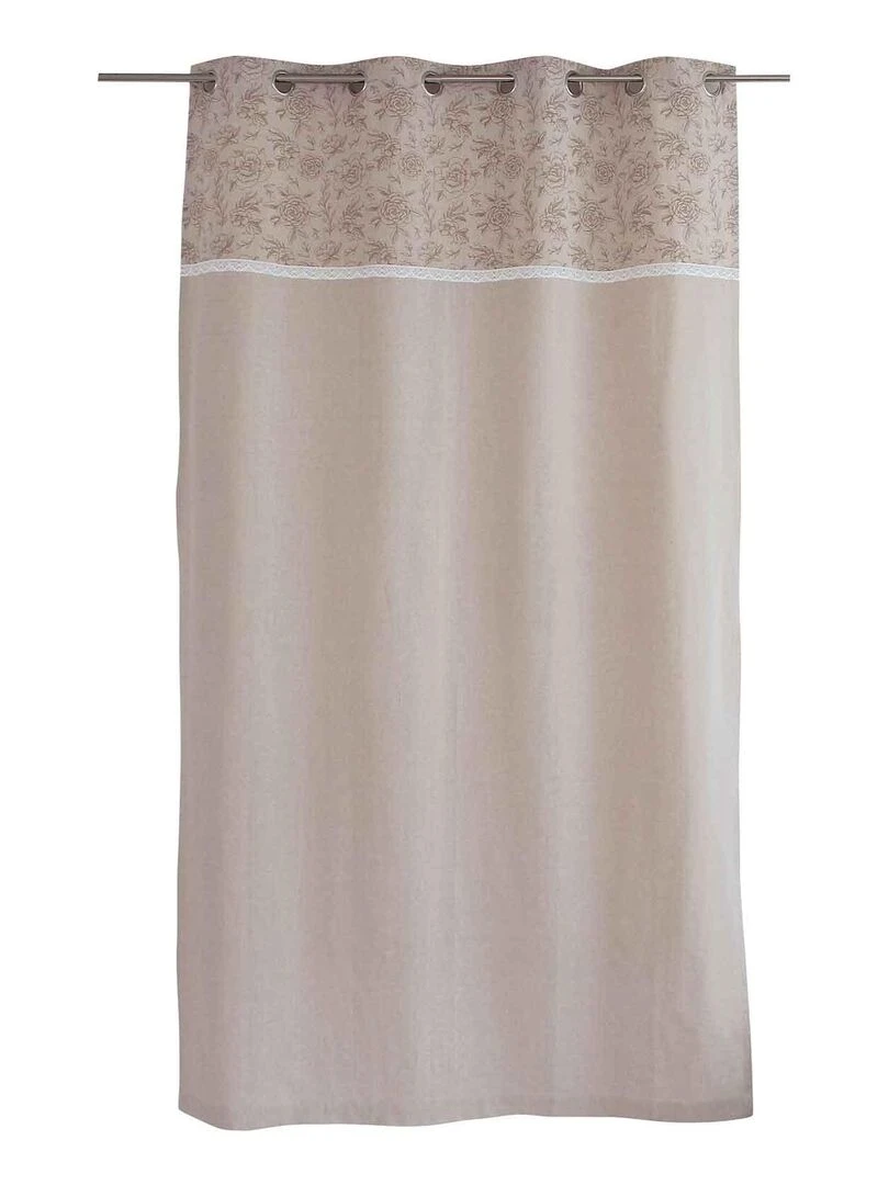 Rideau d'ameublement imprimé de roses Beige