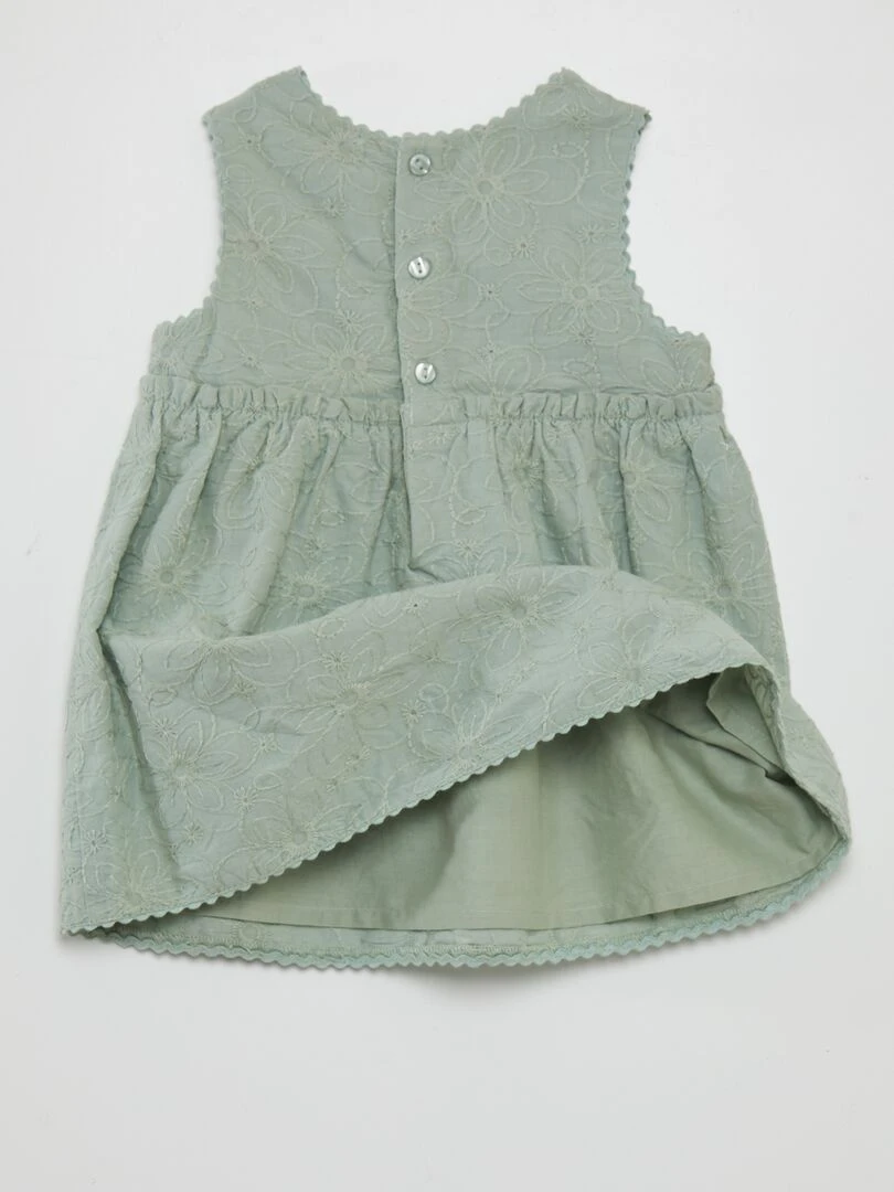 Robe en broderie anglaise   Vert