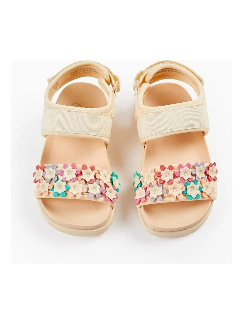 Sandales avec Fleurs pour Bébé Fille THE WAVE TRIBE Beige clair