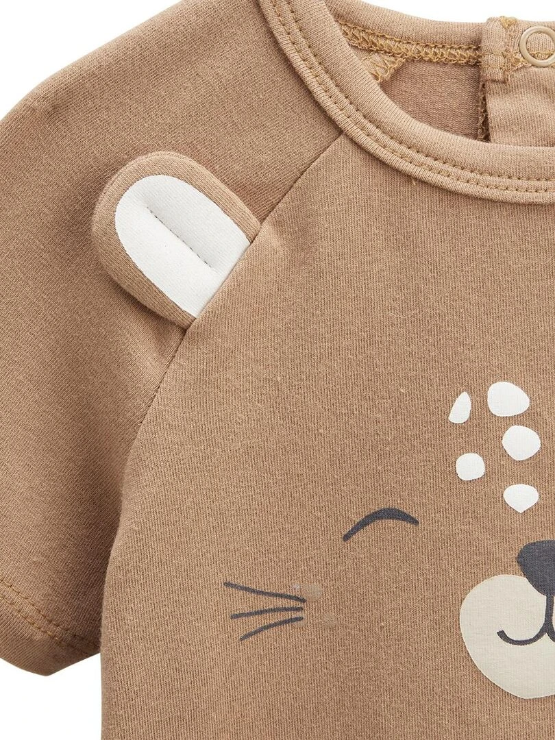 Ensemble bébé t shirt et short en gaze de coton Yao   Marron