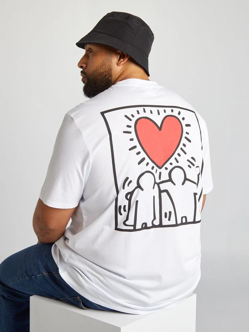 Tee shirt 'Keith Haring' à col rond   noir