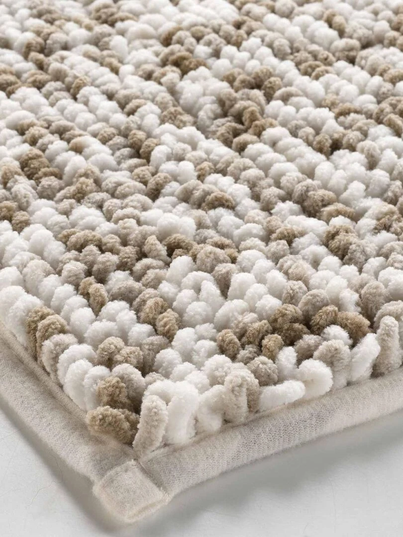Tapis de Bain en microfibre tricolore Ecru