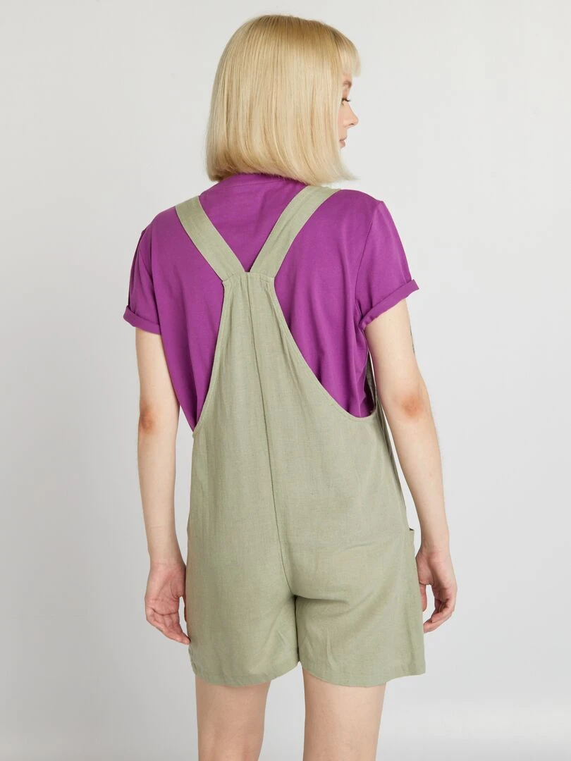 Combishort en lin   Vert