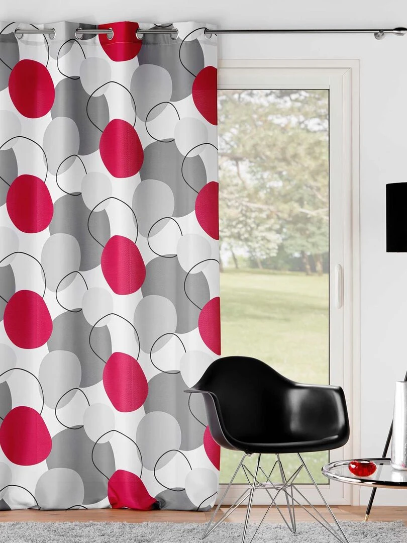 Rideau à formes géométriques   Rouge