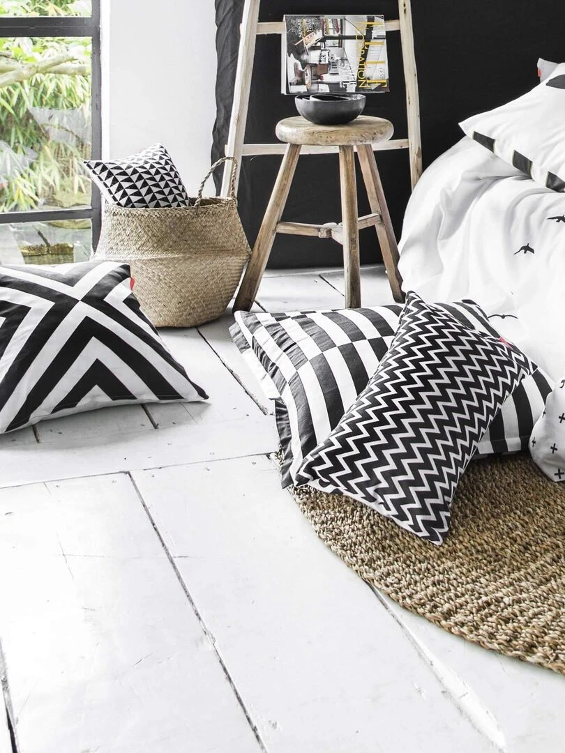 Housse de coussin Trip "Happyfriday"   Blanc