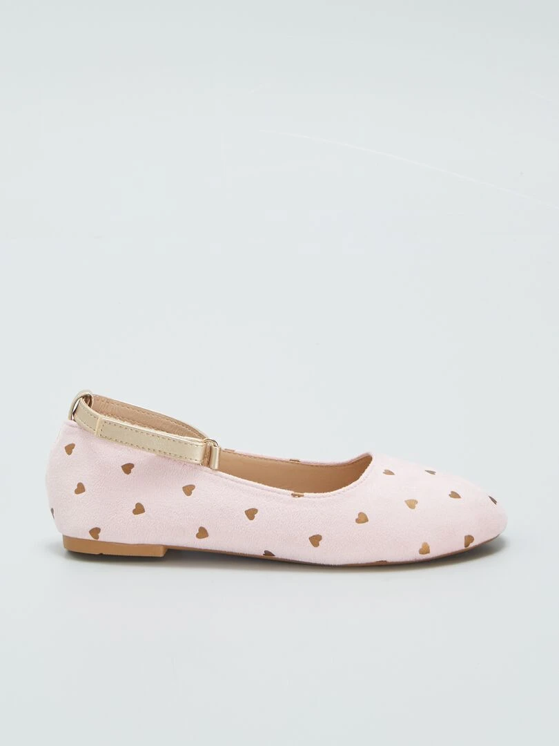 Ballerines motif 'coeurs' dorés Rose/dorée