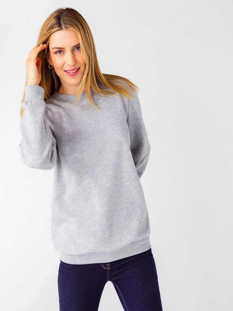 Sweat shirt en molleton Happy D. by Damart Gris chiné