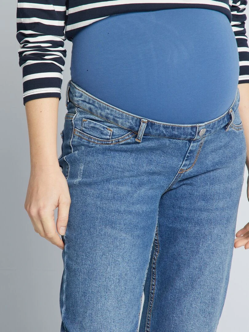 Jean mom grossesse avec abrasions   Bleu
