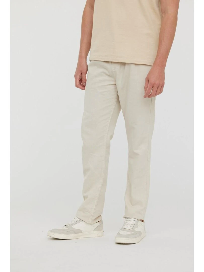 Lee Cooper Pantalon coton/lin straight fit GORGEOUS Beige
