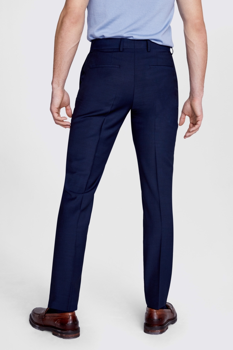 Slim Fit Navy Semi Plain Trousers Buy Online at Moss