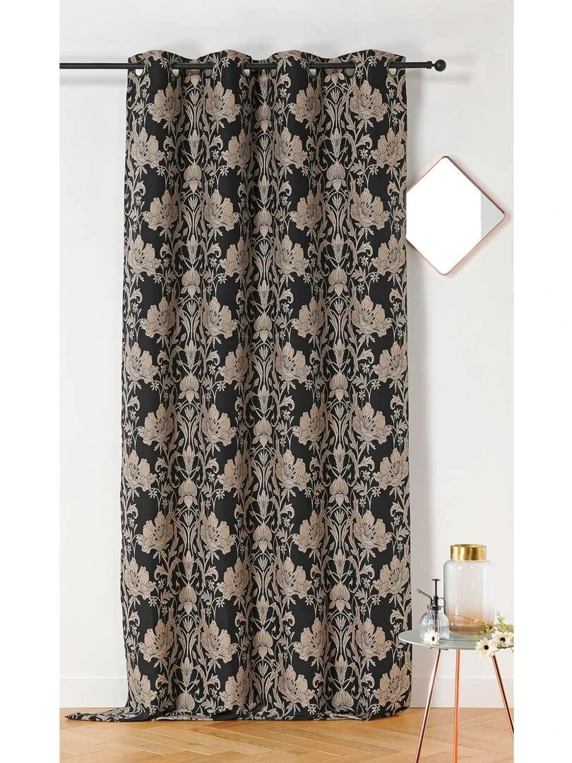 Rideau d'ameublement motifs floraux Noir