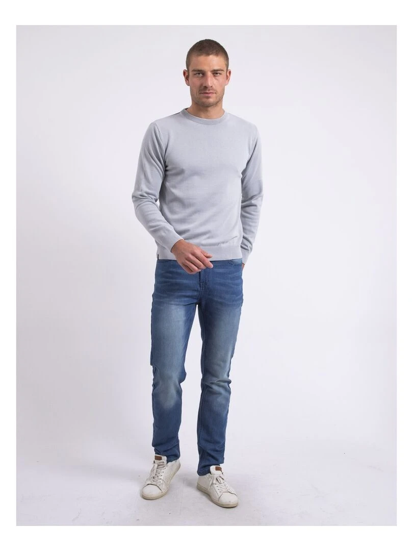 Pull col rond pur coton LADARKO   Gris clair