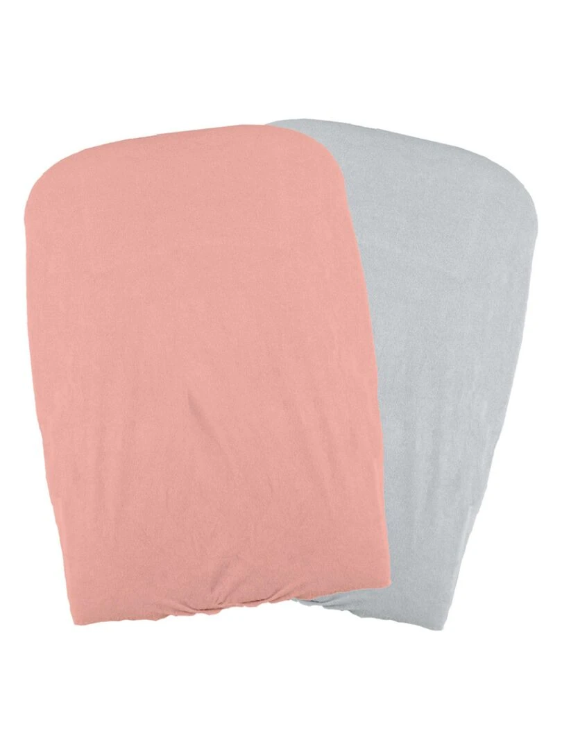 Lot de 2 housses matelas à langer pêche et perle (50 x 75 cm) Rose