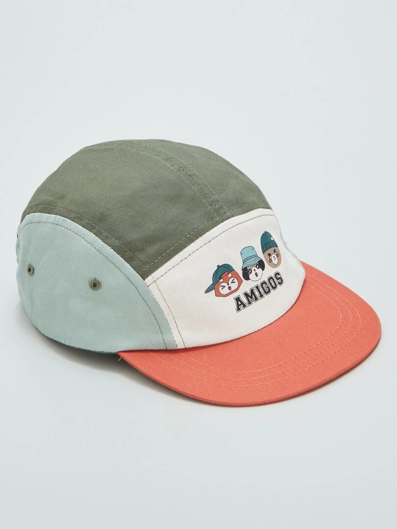 Casquette colorblock à imprimé Vert