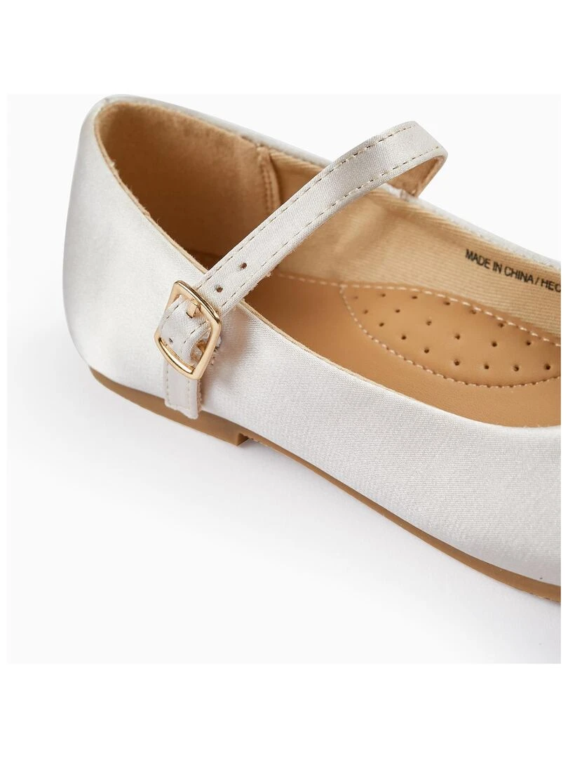 Sabots en satin avec nœud pour fille  CÉRÉMONIE   Blanc