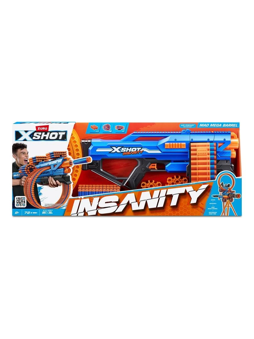 XSHOT Insanity 36609 Blaster Mad Mega Barrel Bleu