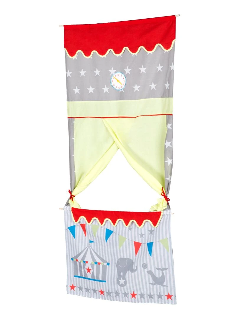 ROBA Théâtre de Porte en Tissu   Castelet de Marionnettes à Suspendre + Horloge Réglable   N/A