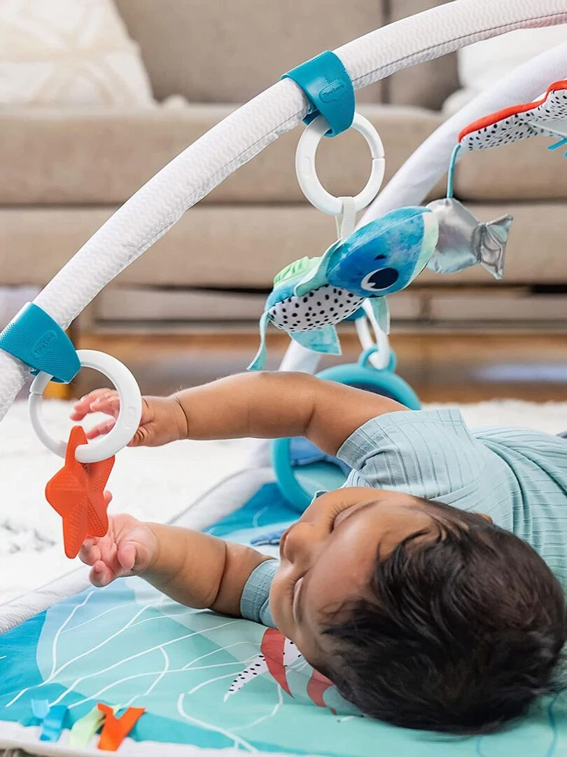 TINY LOVE   Tapis d'Éveil et Mobile Musical 2 en 1   Avec arches ajustables   Dès la naissance   Bleu