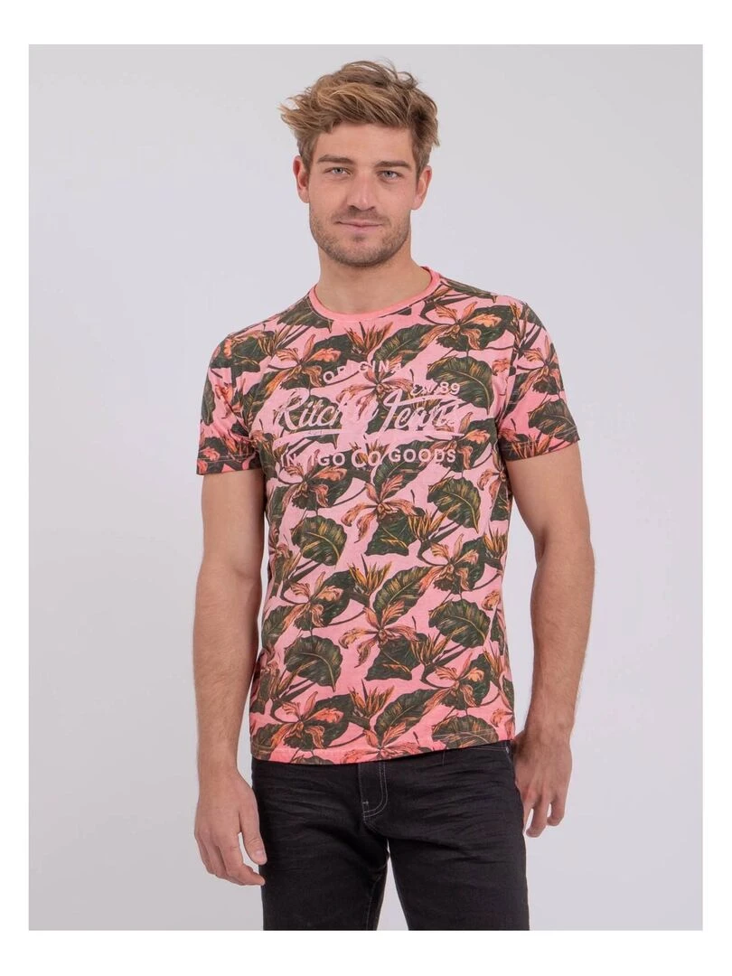 T shirt manches courtes col rond pur coton NIRAMAX Orange corail